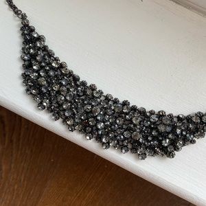 Black crystal cluster necklace